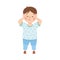 Annoyed Little Boy not Listening Plugging and Covering His Ears with Hands Vector Illustration