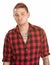 Annoyed Male in Flannel Shirt