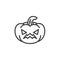 Annoyed pumpkin face emoji line icon