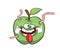 Annoying cartoon illustration of Apple with worms