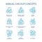 Annual checkup blue concept icons set