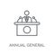 Annual general meeting (AGM) linear icon. Modern outline Annual