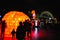 An annual outdoor lighting festival with Orange eskimo house immersive light installations and projections `Vivid Sydney`