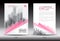 Annual report brochure flyer template, Pink cover design