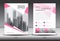 Annual report brochure flyer template, Pink cover design