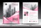 Annual report brochure flyer template, Pink cover design