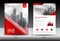 Annual report brochure flyer template, Red cover design