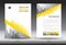 Annual report brochure flyer template, Yellow cover design