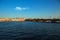 Annunciation bridge, Neva river, English embankment, Vasilievsky island, evening sunset. saint-petersburg`s. Russia.