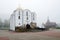 Annunciation Church in foggy morning, Vitebsk, Belarus