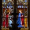 Annunciation - Stained glass window at the Collegiale church of Saint Emilion, France