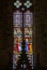 Annunciation - Stained glass window at the Collegiale church of Saint Emilion, France