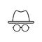 Anonym icon in outline style. Hat with glasses.