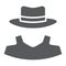 Anonymity glyph icon, detective and private