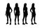 Anonymous bodybuilders and female gymnasts standing in different positions. Female gymnast and bodybuilder silhouette set on a