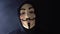 Anonymous computer hacker wearing Guy Fawkes vendetta mask