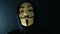 Anonymous computer hacker wearing Guy Fawkes vendetta mask