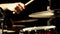 Anonymous Drummer Drumming on Dark Stage, Close Up Drumsticks on Snare, Hi-Hat