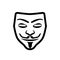 Anonymous Guy Fawkes mask icon, confidentiality concept icon on white