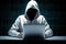 Anonymous Hacker in White Hoodie Embracing Ethical Hacking. created with Generative AI