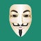 Anonymous mask isolated on green. Mysterious person masque