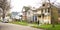 Anonymous Person Walks Sidewalk Derelict Abandoned Houses Detroit