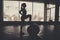 Anonymous sportswoman training in gym