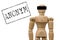 Anonymous wooden figure against white background as a sign of privacy of persons