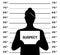 Anonymus suspect woman standing on a criminal photo shooting background. Mugshot vector illustration