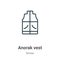 Anorak vest outline vector icon. Thin line black anorak vest icon, flat vector simple element illustration from editable winter