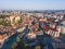 Anoramic view of Annecy city, France, historical architecture of old town center