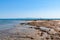 Anoramic view of beach of town of Afytos, Kassandra, Chalkidiki, Central Macedonia, Greece