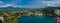 Ð anoramic view from the castle on the coast of the turquoise lake Bled,  Slovenia