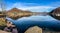 Anoramic view of Lake Lugano in Lavena Ponte Tresa, province of Varese, Italy