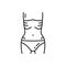 Anorexia outline icon, skinny woman waist symbol