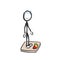 Anorexia. standing on scales. Loose weight. Many kilos. Fat overweight person. Hand drawn. Stickman cartoon. Doodle sketch, Vector