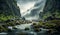 Another low angle view of the Bridal Veil Waterfall in the Yosemite