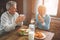 Another picture of nature old people sitting in the kitchen. THe