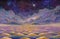 another planet painting space waves, clouds and starry space