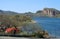 Another view of beautiful Apache Lake in Arizona with a campsite in the frame.