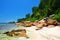 Anse Fourmis beach in La Digue Island, Indian Ocean, Seychelles.