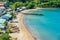 Anse la Raye - tropical beach on the Caribbean island of St. Lucia. It is a paradise destination with a white sand beach and