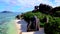 Anse Source d\'Argent beach, La Digue Island, Seyshelles, Drone aerial view of La Digue Seychelles