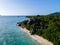 Anse Volbert, Praslin island in Seychelles aerial view on anse volvert cota d'or beach on Praslin island in