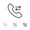 Answer, Call, Contact us Bold and thin black line icon set