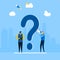 Answer to question metaphor with Tiny People Character Concept Vector Illustration