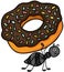 Ant carrying chocolate cake donut