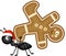 Ant carrying a Christmas man cookie