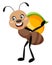 Ant with peach, illustrator, vector