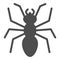 Ant solid icon, Insects concept, emmet sign on white background, Ant silhouette icon in glyph style for mobile concept